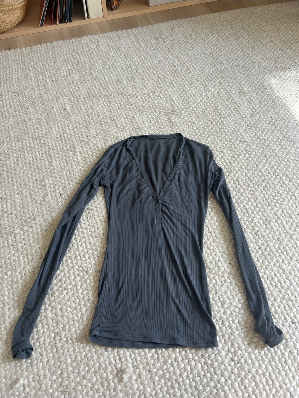 Negative Underwear Ribbed Whipped Henley Top - Graphite